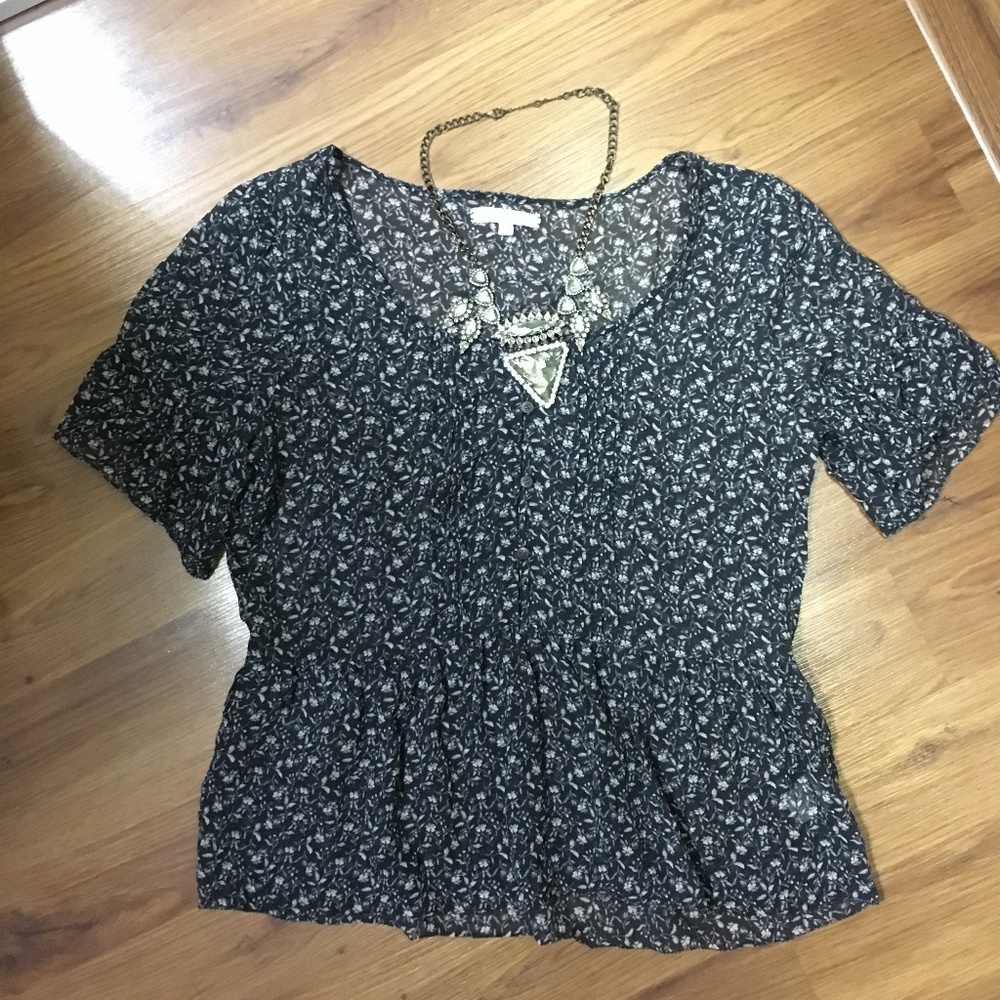 100% Silk Madewell Floral Blouse (WORN TWICE)